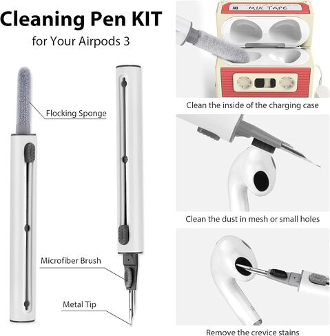 Compatible with Airpods 3rd Generation Case, Soft Silicone Cassette Tape Air Pods 3 Case Full Shock-Absorbing Protection with Lanyard & Cleaner Pen, Bule in Saudi Arabia