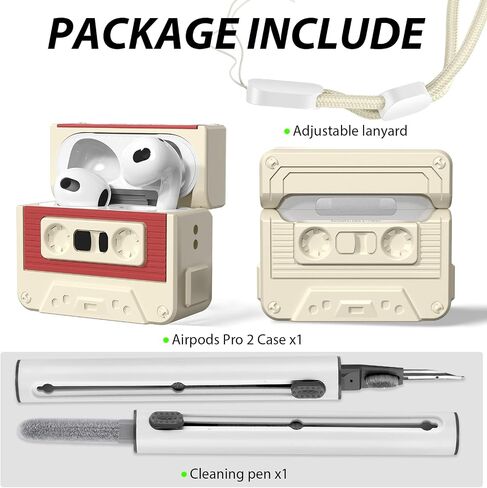 Compatible with Airpods 3rd Generation Case, Soft Silicone Cassette Tape Air Pods 3 Case Full Shock-Absorbing Protection with Lanyard & Cleaner Pen, Bule in Saudi Arabia