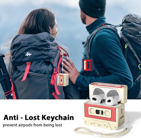 Compatible with Airpods 3rd Generation Case, Soft Silicone Cassette Tape Air Pods 3 Case Full Shock-Absorbing Protection with Lanyard & Cleaner Pen, Bule in Saudi Arabia