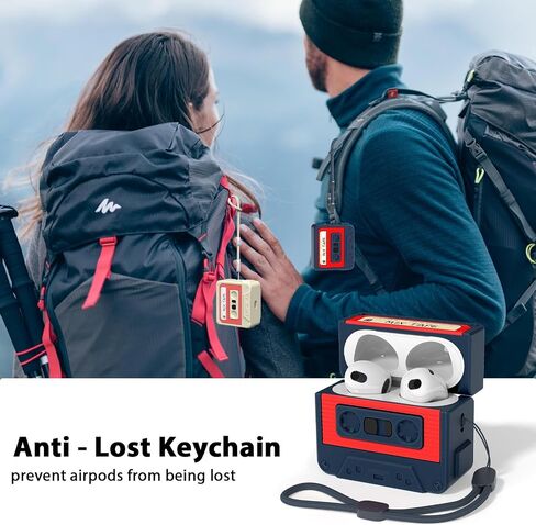 Compatible with Airpods 3rd Generation Case, Soft Silicone Cassette Tape Air Pods 3 Case Full Shock-Absorbing Protection with Lanyard & Cleaner Pen, Bule in Saudi Arabia