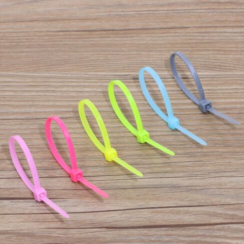 Mini Skater 4 Inch 600Pcs Light Colored Zip Ties Multi-Purpose Self-Locking Nylon Cable Ties for Office Workshop (Silver, Pink, Rose Red, Light Blue, Fluorescent Green, Yellow) in Saudi Arabia