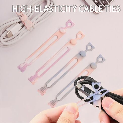 24pcs Reusable Silicone Cord Ties,Cable Management Ties,Essentials Travel Cord Organizer,Multipurpose Elastic Cord Organizers,Zip Ties For Bags、Bread、Bundling And Fastening Cable Cords Wires(Gradient) in Saudi Arabia