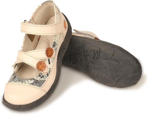 TMA EYES Button Criss Cross Strap Leather Women Flat Shoes in Saudi Arabia