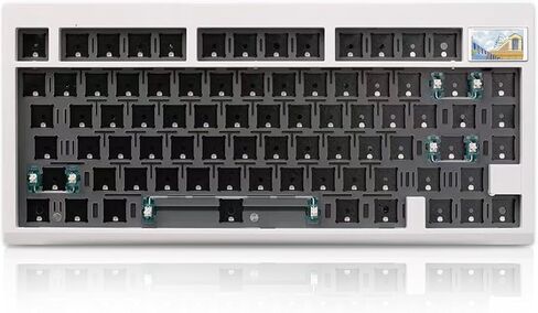 GMK81 75% Keyboard Kit,Hot Swap Bluetooth/2.4G Wireless/Type-C Tri-Mode RGB Mechanical Keyboard with TFT-LCD Screen PCB Gasket VIA Programmable Customized Barebones TKL Gaming DIY Kit (White) in Saudi Arabia