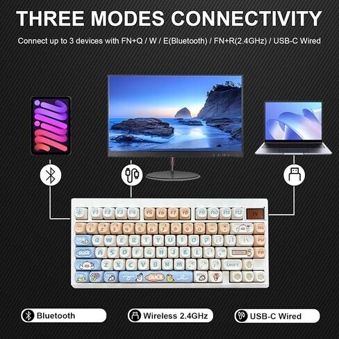 GMK81 75% Keyboard Kit,Hot Swap Bluetooth/2.4G Wireless/Type-C Tri-Mode RGB Mechanical Keyboard with TFT-LCD Screen PCB Gasket VIA Programmable Customized Barebones TKL Gaming DIY Kit (White) in Saudi Arabia