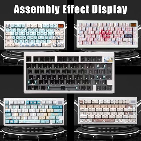 GMK81 75% Keyboard Kit,Hot Swap Bluetooth/2.4G Wireless/Type-C Tri-Mode RGB Mechanical Keyboard with TFT-LCD Screen PCB Gasket VIA Programmable Customized Barebones TKL Gaming DIY Kit (White) in Saudi Arabia