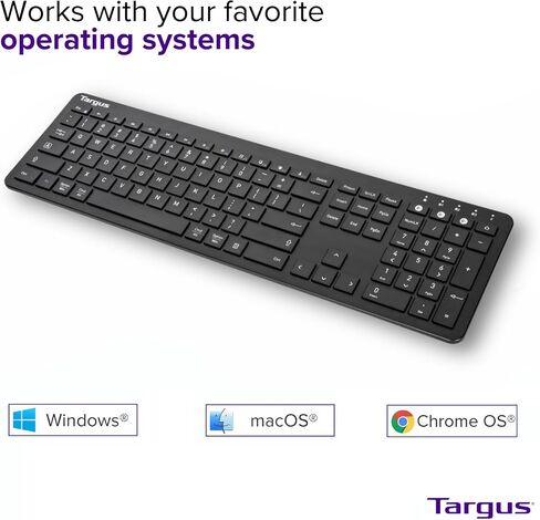 Targus Full-Size Multi-Device Bluetooth Keyboard – 104-Key QWERTY Layout, Connect Up to 3 Devices, Compatible with Chrome OS, Windows, macOS, iOS, and Android (AKB864US) in Saudi Arabia