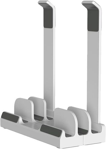 Vertical Laptop Stand for Desk, Dual Slots, Plastic, Adjustable, Space Saving 3-in-1 Design, Supports MacBook, Chromebook, Surface, Dell (Black) in Saudi Arabia