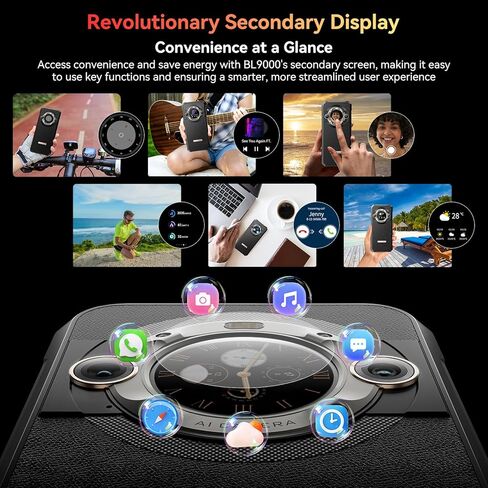 Blackview BL9000 5G هاتف ذكي متين 24 جيجابايت + 512 جيجابايت، 6.78 بوصة 2.4 كيلو 120 هرتز هاتف متين + شاشة خلفية 1.32 بوصة، شحن 120 وات/8800 مللي أمبير، كاميرا مزدوجة 50 ميجابكسل، شريحة 5G الأبعاد 8020، أندرويد 13، بصمة الإصبع/معرف الوجه/NFC in Kuwait