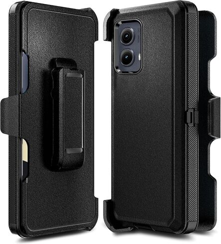 مصمم لجراب Motorola Edge 2024 [تم اختبار السقوط بدرجة عسكرية بطول 16FT] حافظة بمشبك حزام، حماية كاملة للجسم، حماية شديدة التحمل 3 طبقات حافظة متينة هجينة مقاومة للصدمات (أسود) in Kuwait