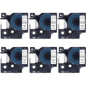 Compatible Vinyl Label Replacement for DYMO 18445 3/4" Industrial Permanent White Tape, Work with DYMO Rhino RhinoPRO 4200 5200 5000 6000 Label Maker, Black on White, 19mm x 5.5m, 6Pack