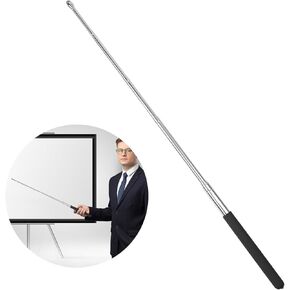 Retractable Teacher Pointer 𝟑𝟗.𝟓'', Pointer Stick with 𝗦𝘁𝘆𝗹𝘂𝘀 Smooth Sensitive Tablet Pen Stylus Pen, Teacher Coach Presenter Pointer Black