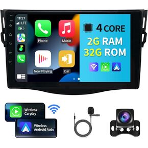 for Toyota RAV4 Radio 2006-2012 9 Inch Android 14 Car Stereo HD Touch Screen Carplay & Android Auto Bluetooth WiFi,4G,Wirless,GPS, FM/AM Replacement Pantalla para Backup camore 4+32