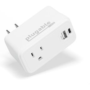 Plugable Wall Outlet Extender with 1x USB-C and 1x USB, 32W USB C Charger Block, USBC Fast Charger for iPhone 13/14, Travel, Home, Office, Cruise Ship