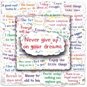 100 Pcs Motivational Stickers - Inspirational Stickers for Water Bottle, Laptop, Phone, Skateboard, Luggage - Waterproof Vinyl Stickers for Girls, Kids, Teens, Adults