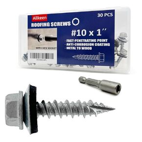 #10 x 1" Hex Head Sheet Metal Roof Screws, Rustpert Coating Metal to Wood siding Screws, 60 Pieces
