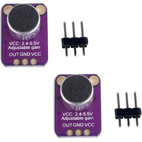 Electret Microphone Amplifier Adjustable MAX4466 Module Microphone Preamplifier Blue Breakout Board Compatible with Arduino 2PCS