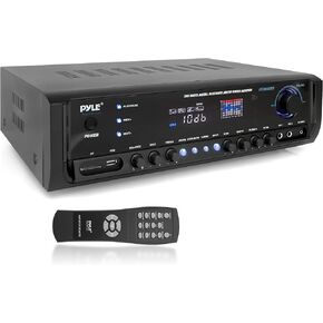 Pyle Wireless Bluetooth Stereo Amplifier- Connectivity Power Off Distant Devices, Input/Output Devices, Connectors/Jacks, Sound System Controls for Audio/Radio & Display Design – SereneLife PT390BTU.5