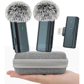 EZColoris 2 Pack Wireless Microphone for iPhone USB C Lav Mic for iPhone 15 Android Phone Video Recording Noise Cancelling Lapel Lavalier Microphone Live Stream Podcast