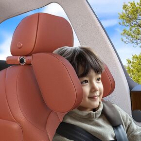 180° Adjustable Car Headrest Pillow,Neck Support Pillow, U-Shaped Memory Foam Travel Sleeping Pillow, Multi-Function Hook Design for Adults and Kids (Coffee)