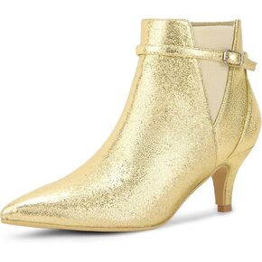 Allegra K Women's Pointed Toe Chelsea Kitten Heels Ankle Boots