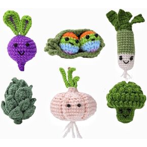 Aiouclay Crochet Kit for Beginners 6PCS Fruit Crochet Sets for Beginners/Experts with Step-by-Step Video DIY Craft Gift for Adults and Kids