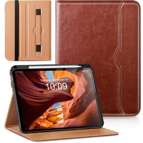 Akkerds for iPad 10th Generation Case 10.9 Inch 2022 with Pencil Holder, Protective Leather Business Stand Cover for 10th Gen iPad Case, Auto Wake/Sleep & Multiple Angles, Brown
