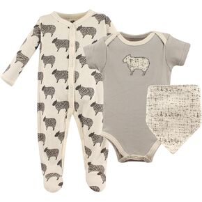 Hudson Baby Unisex Baby Cotton Sleep and Play, Bodysuit and Bandana Bib Set, Going On Safari, 6-9 Months