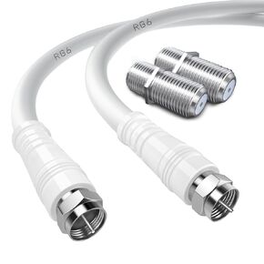 RG6 F Type TV Aerial Cable, F Male to F Male High-Speed RG6 Coaxial Cable F Type Female Gender Changers Connector 75 Ohm, for Cable Box, TV, Satellite, Digital Router 16.4FT(5M)