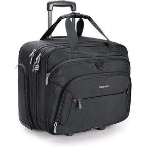 BAGSMART Rolling Laptop Bag, Briefcase with Wheels Fits 17.3 Inch Laptop, Overnight Rolling Bag with TSA Lock, Computer Bag for Travel/Men/Women, Black