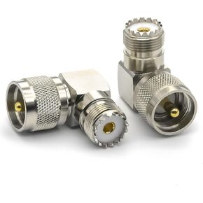 2PCS PL259 UHF 90 Degree Right Angle Coax Adapter, PL259 Male to SO239 Female Elbow Antenna Connector, UHF SO239 L Shape Coax Connector for CB HAM Radio,Antenna, SWR Meter, Antenna Analyzer