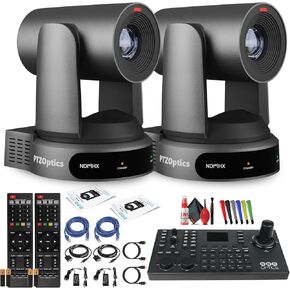 PTZOptics Move 4K SDI/HDMI/USB/IP PTZ Camera with 30x Optical Zoom (Gray) (PT30X-4K-GY-G3) + PTZOptics PTZ Camera Joystick Controller + Lens Cleaning Kit + Ethernet Cable + Color Wire Ties