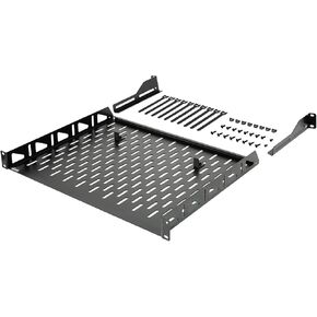 1U Rack Shelf,19 inch Rack Shelf 14 inch Depth,Rack Mount Shelf with Anti-Slip Stops,Server Rack Shelf and Network Shelf for 19 in Equipments, 110lbs Capacity of Vented 1U Shelf,Black,No Lip
