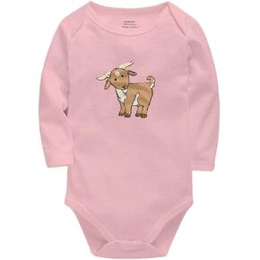 Cute Goat Newborn Long Sleeve Unisex Baby Bodysuit for Boy Girl 1 Birthday Pink