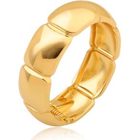 Bracelets Bangles for Women 18K Gold Fashion Chunky Stack Cuff Bracelets for Women Plated Stainless Steel Jewelry Vintage Arm Cuff Bracelets for Girls Friend Mother's Day