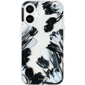 for iPhone 16 Pro Case with Blue Nemophila Floral Design, Cute Clear Flower Phone Cover for Women Girls, [Non Yellowing] Slim Shockproof Bumper with Gold Accents in Saudi Arabia