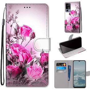 for Lively Jitterbug Smart4 Case, Jitterbug Smart 4 Case, Floral Flower Leather Wallet Case with Credit Card Holder Kickstand Strap Flip Folio Magnetic Wallet Case for Lively Jitterbug Smart4