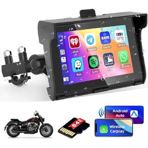Roinvou Upgrade 5 Inch Motorcycle Carplay GPS Navigation, Wireless CarPlay/Android Auto for Motorcycle, IPS Waterproof Touchscreen, Motorcycle/Motorbike GPS, Bluetooth, Support Siri & Google Assistant
