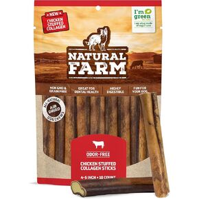 أعواد كولاجين محشوة للكلاب من المزرعة الطبيعية (12 بوصة، 5 عبوات)، أعواد كولاجين خالية من الجلود الخام، مضغ طبيعي للكلاب، يدوم طويلاً، للكلاب الصغيرة والمتوسطة والكبيرة، بديل رائع للجلد الخام in Kuwait