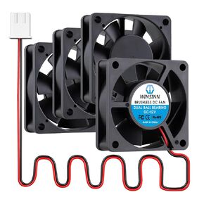 WINSINN DC 60mm Fan 12V 6020 Dual Ball Bearing Brushless Cooling 60x20mm 2PIN (Pack of 4Pcs)
