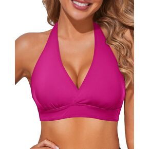 Tempt Me Women Pink Purple Halter Bikini Top Push Up Swimsuit Top Only L
