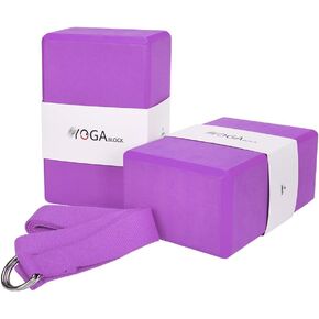 JBM Yoga Blocks 2 Pack with Strap, Cork Yoga Block 2 Pack EVA Foam Yoga Block Set of 2 Yoga Block with Strap, Yoga Bricks with Strap, Yoga Block Yoga Brick Yoga Cube Stretch Blocks Stretching Blocks in Kuwait