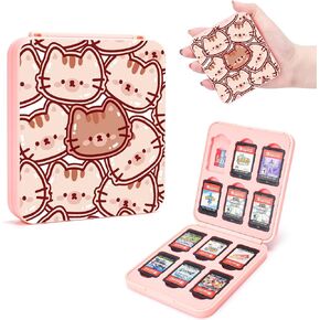 DLseego Game Card Case holder for Switch Lite/Switch/Switch OLED, Switch Game Cartridge Memory Card Portable Storage Box with 12 Game Card Slots and 12 Micro SD Card Slots-Yellow Bear
