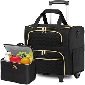 حقيبة كمبيوتر محمول دوارة للنساء من MATEIN، حقيبة دوارة مقاس 15.6 بوصة بعجلات وعربة قابلة للفصل، حقيبة كمبيوتر دوارة للمعلم مع صندوق غداء مبرد معزول لمكتب عمل الممرضة، أسود in Kuwait