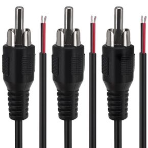 Yeebline RCA to Bare Wire Speaker Cable, 3-Pack 3FT RCA Male Plug Jack Adapter Connector to Bare Wire Open End Audio Cord for Amplifier Receiver Speakers