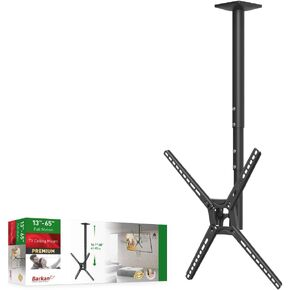 Barkan TV Ceiling Mount, 29-65 inch Full Motion - 3 Movement Flat/Curved Screen Bracket, Holds up to 88 lbs, Telescopic Height Adjustment, Lifetime Limited Warranty, Fits LED OLED LCD Black