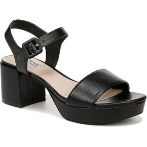 LifeStride Womens Rhythmn Platform Block Heel Sandals Black 9.5 W