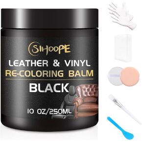 Black Leather Recoloring Balm Restoration - Leather Dye Vinyl Paint Leather Color Restorer Car Seats Furniture Couch Chair Shoes Boots Purse Jacket Belt Gloves Saddle Fade Stain Scratch Repair Cream