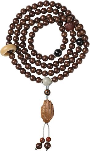 8mm Natural Sandalwood 108 Mala Bracelet for Women with a Jade Wu Lou Buddhist Necklace Prayer Beads in Kuwait