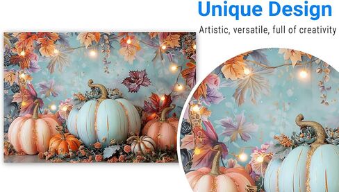 Funnytree 82" x 59" Fall Pumpkin Backdrop Autumn Leaves Thanksgiving Photography Background Photo Booth Studio Props in Saudi Arabia